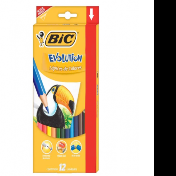COLORES ESTUCHE C12 L. EVOLUTION BIC HEXAG.